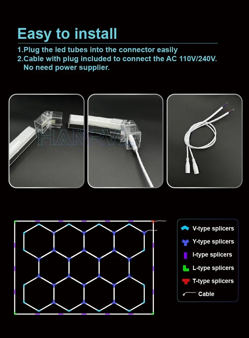 Luces LED blancas hexagonales