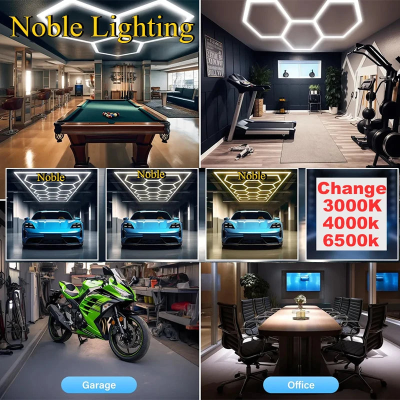 Luces LED cálidas hexagonales